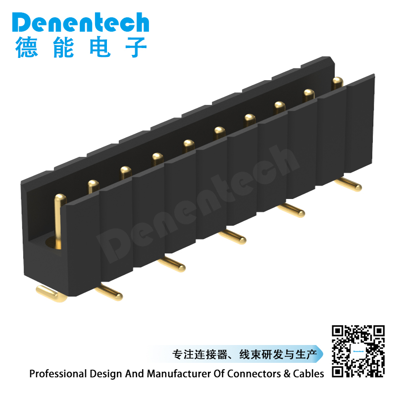 Denentech top quality 2.54MM machined pin header H6.90xW4.36 single row straight SMT type2 round pin